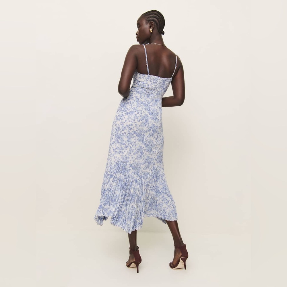 Reformation Aiko Maxi Dress in White and Blue Floral